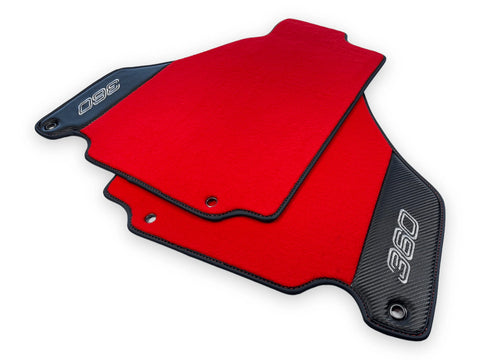 Red Floor Mats For Ferrari 360 Modena 1999-2005 With Carbon Fiber Leather