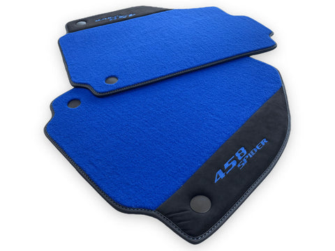 Blue Floor Mats For Ferrari 458 Spider 2012-2015 Carbon Fiber Leather