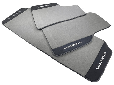 Gray Floor Mats For Tesla Model S With Alcantara Leather