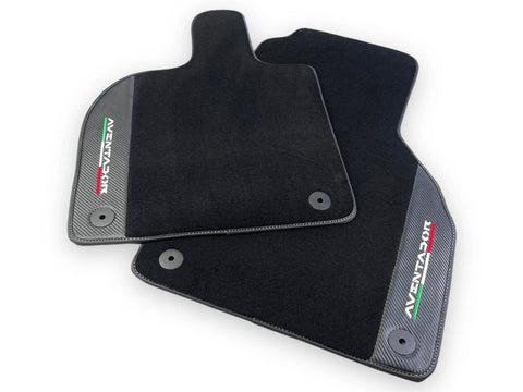 Black Floor Mats for Lamborghini Aventador With Carbon Fiber Leather