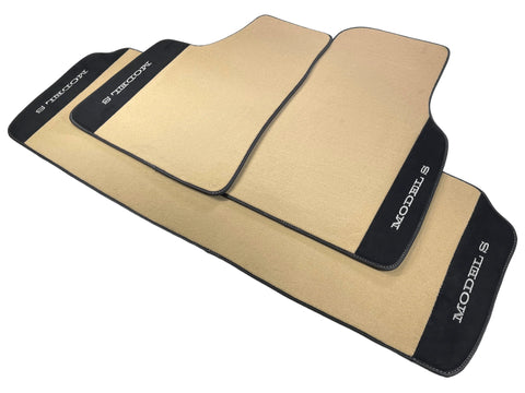 Beige Floor Mats For Tesla Model S With Alcantara Leather