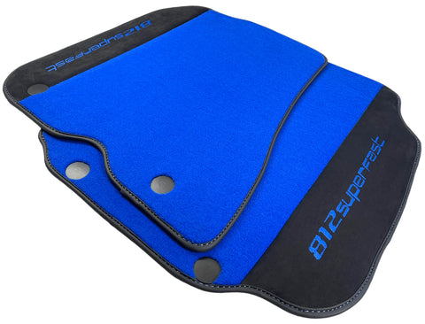 Blue Floor Mats For Ferrari 812 Superfast With Alcantara Leather