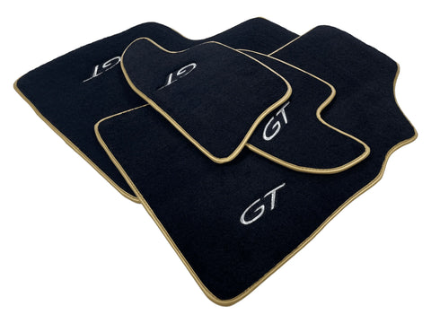 Black Floor Mats For Bentley Continental GT 2003–2011 With Gold Color Trim