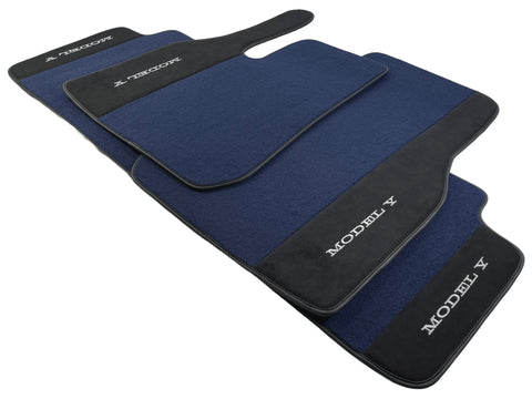 Dark Blue Floor Mats For Tesla Model Y With Alcantara Leather