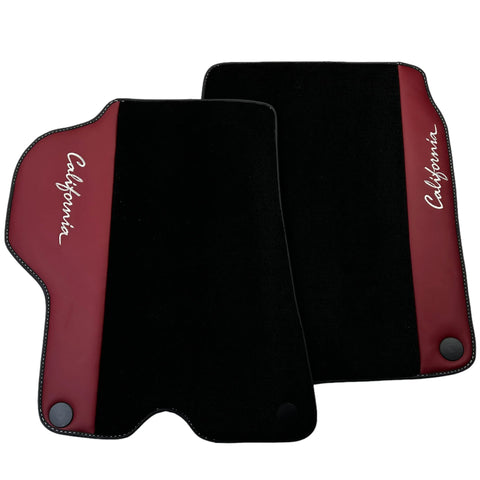 Black Floor Mats for Ferrari California (2008-2014) with Bordeaux Nappa Leather