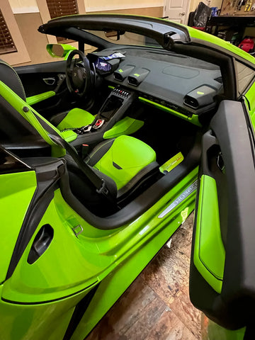 Black Floor Mats for Lamborghini Huracan 2014-2023 With Green Leather