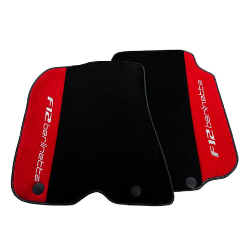 Black Floor Mats for Ferrari F12 Berlinetta (2012-2022) with Red Alcantara Leather