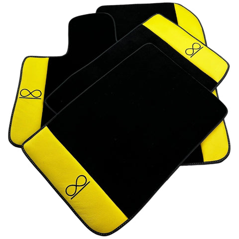 Black Floor Mats For Rolls Royce Black Badge Cullinan Rr31 2018-2023 With Yellow Leather