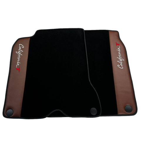 Black Floor Mats For Ferrari California T 2015–2018 with Brown Leather