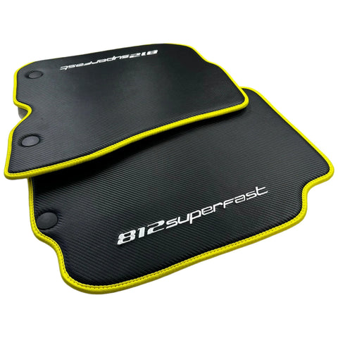 Carbon Floor Mats For Ferrari 812 Superfast (2018-2023) with Yellow Trim