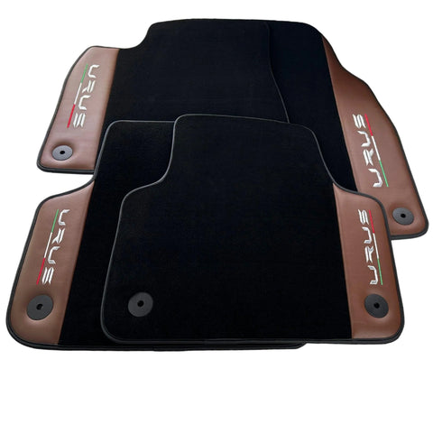 Black Floor Mats for Lamborghini Urus With Brown Leather