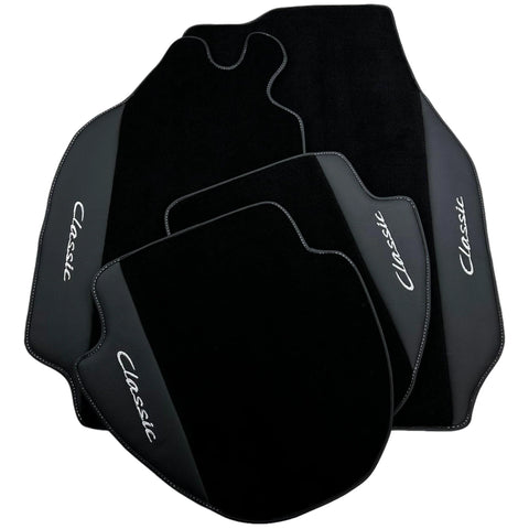 Black Floor Mats for Porsche Classic 911 (1963-1989) with Leather