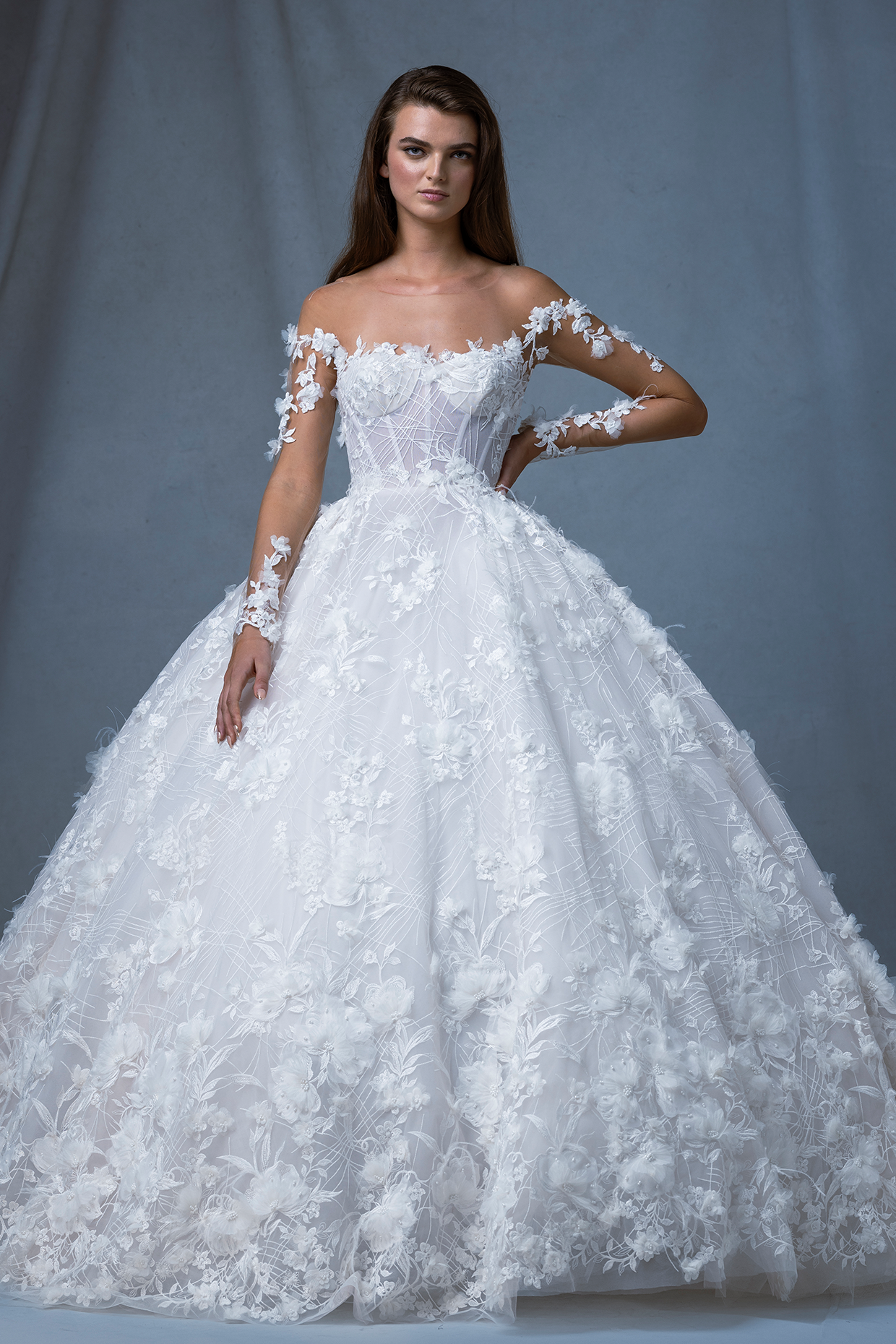 Ines Di Santo Fall 2024 Bridal Couture Collection - Sash Dress, Front View