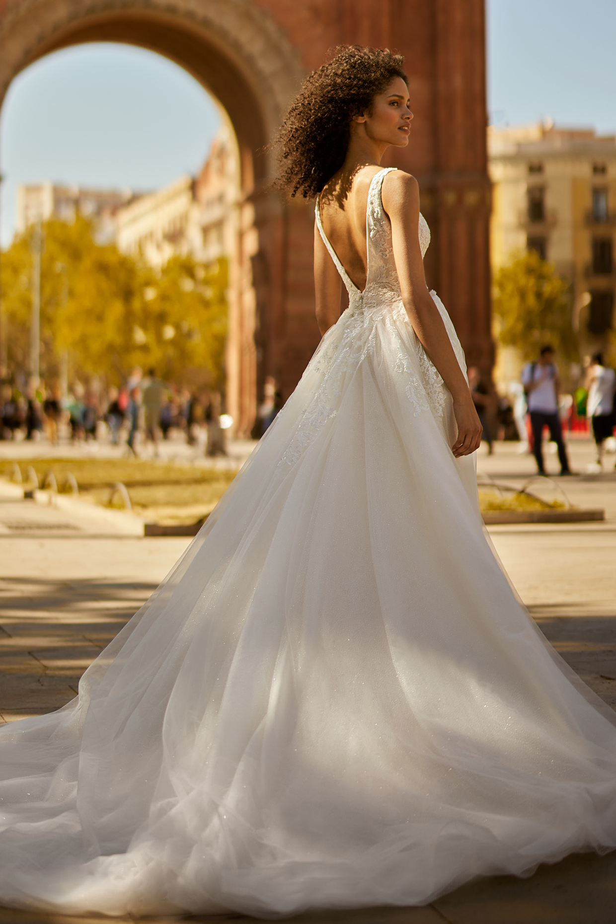 Ines by Ines Di Santo Spring 2024 Bridal Diffusion Collection - Tempo Dress, Back View with overskirt