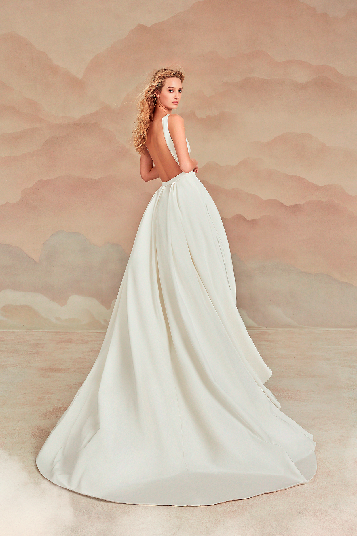 Ines Di Santo Spring 2022 Bridal Couture Collection - Elen Dress, Back View With Overskirt