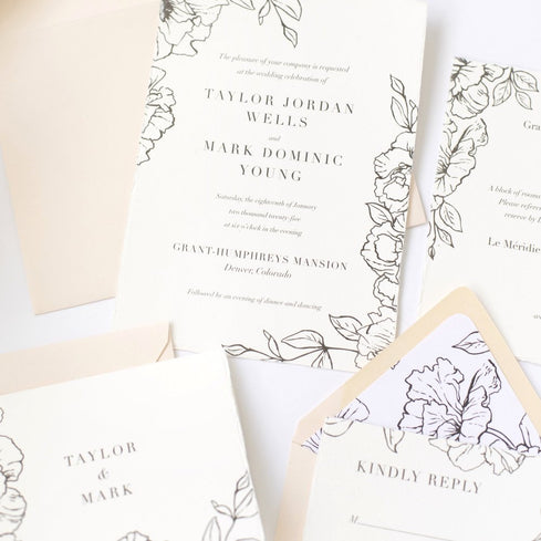 Ines Di Santo Wedding Invitation Collection by Paper Source - Sketched Blossoms