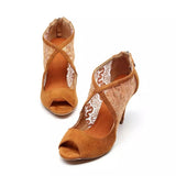 <transcy>Новые черные / коричневые замшевые туфли на кружевной подошве для латинских бальных танцев сальсы, ботинки на каблуке</transcy>