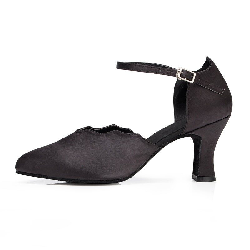 Zapatos de baile satén negro para mujer, de baile – Dance Shoes Mart