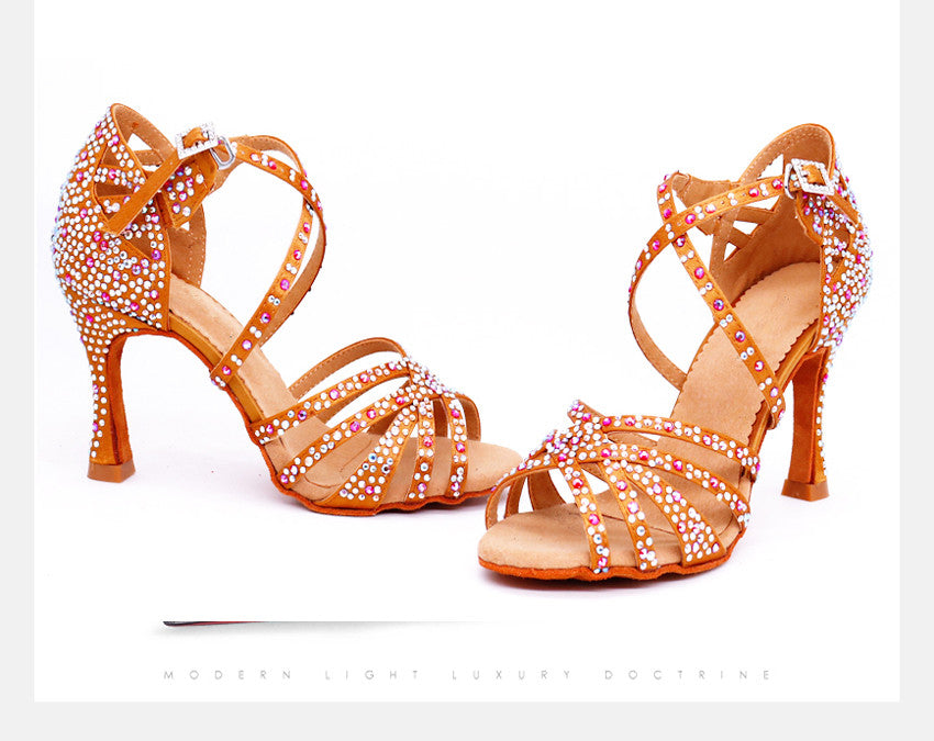 bronze rhinestone shoes