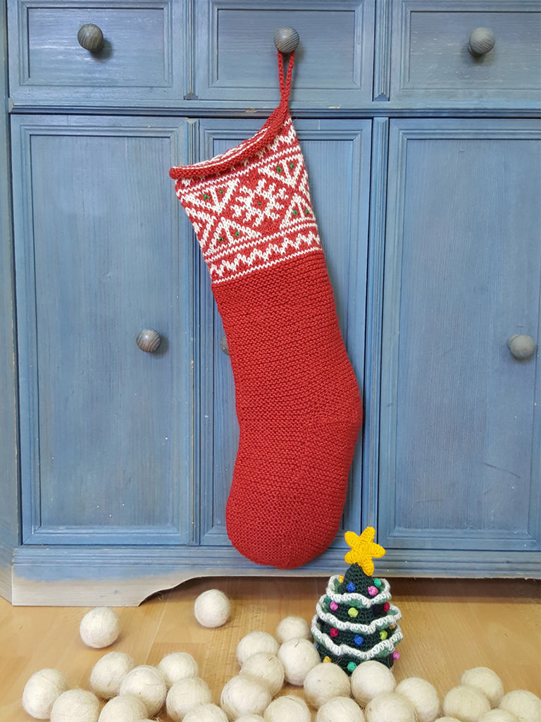 Red Jaquard Knit Christmas Stockings Bhcrafts