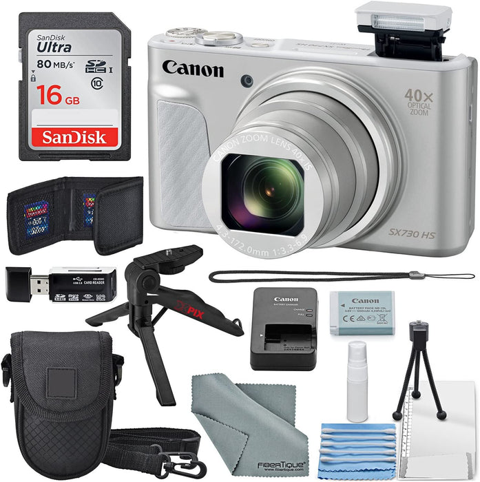 Canon PowerShot SX730 HS Digital Camera (Silver) W/Basic Bundle