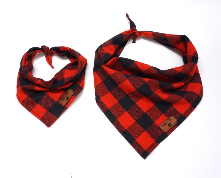 red buffalo plaid dog bandana