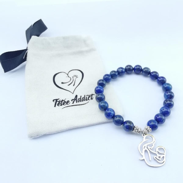 Bracelet Allaitement Duo Maman Bebe Lapis Lazuli Tetee Addict