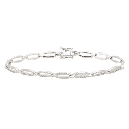 L'Arc Voyage Charm PM, 18K White Gold with Galerie Diamonds on Silk Cord Bracelet Caraïbes