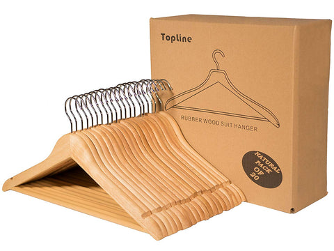 StorageWorks Wooden Hangers, Slim Natural Wood Hangers, Premium Solid Wood  Clothes Hanger for Tank Top, T-Shirt, Strap Dress, 20 Pack, Natural Wood