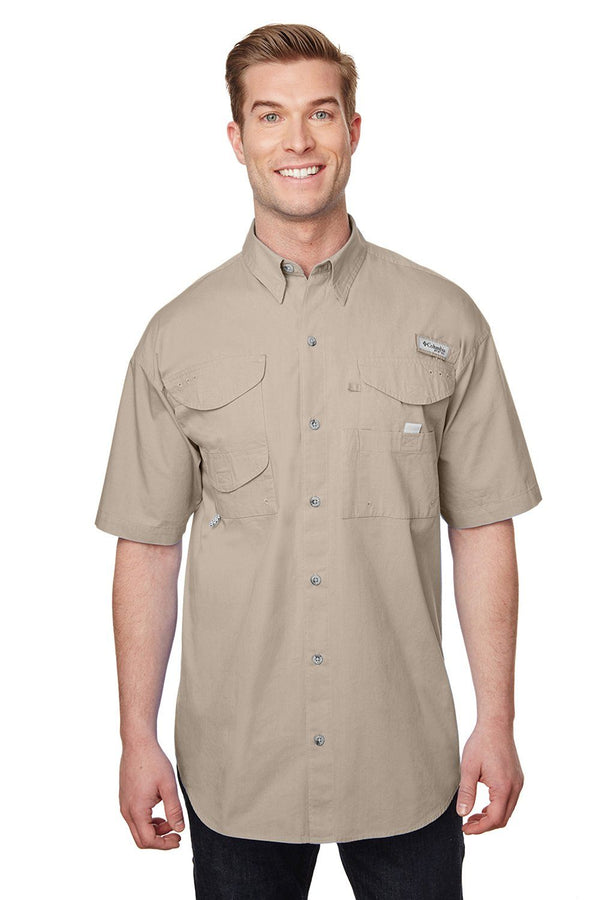 Custom Carhartt Men's Force Ridgefield Moisture Wicking Short Sleeve Button  Down Shirt w/ Double Pockets