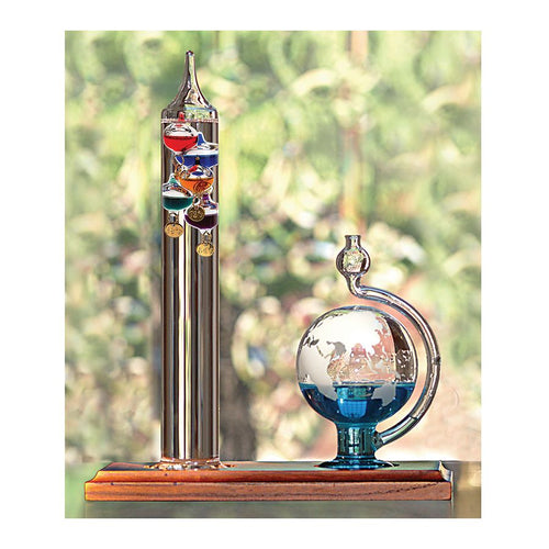 Glass Galileo Thermometer with Globe Storm Glass
