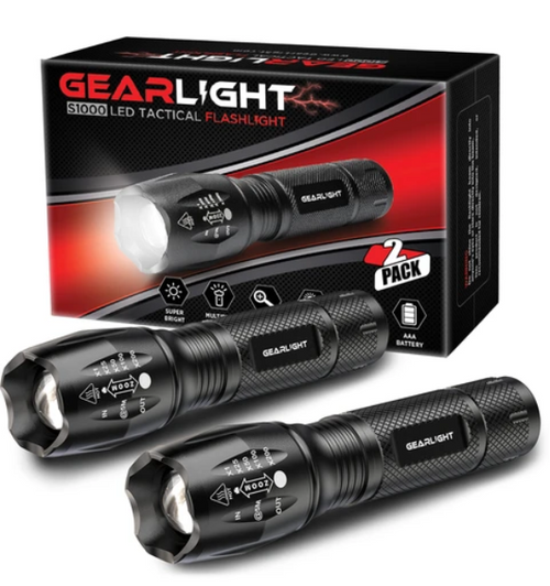 GearLight S1000 LED Tactical Flashlight [2 PACK]