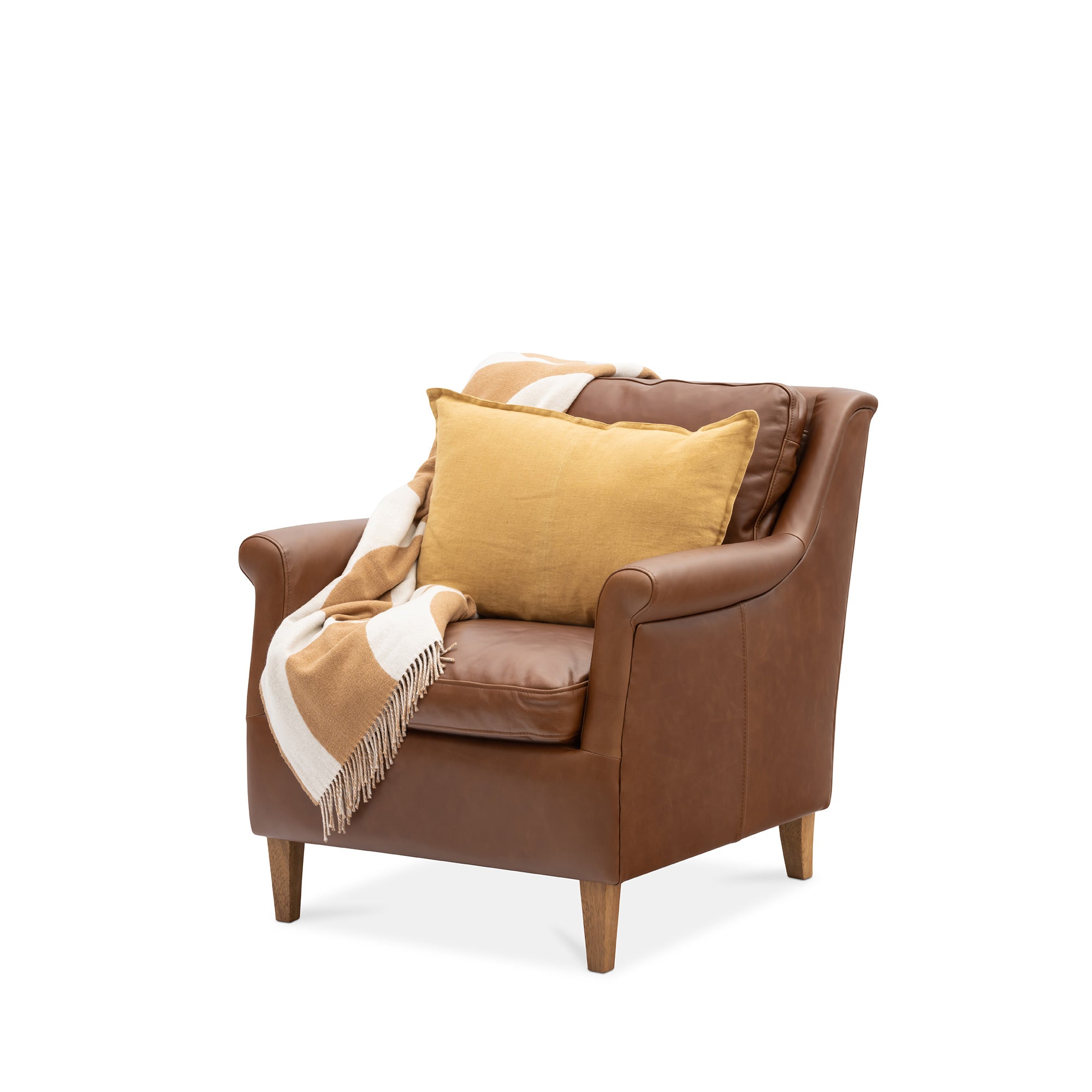 brown leather sitting chair