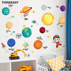 Space Solar System Wall Sticker Removable Pvc Decals Stickers Bedroom Decorations