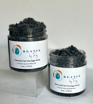 Charcoal & Tea Tree Sugar Scrub - Organix by Tay - Charcoal Sugar Scrub