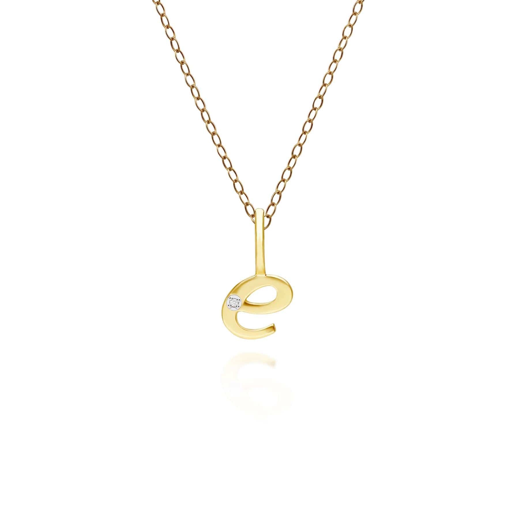 Image of Alphabet Letter E Diamond pendant in 9ct Yellow Gold