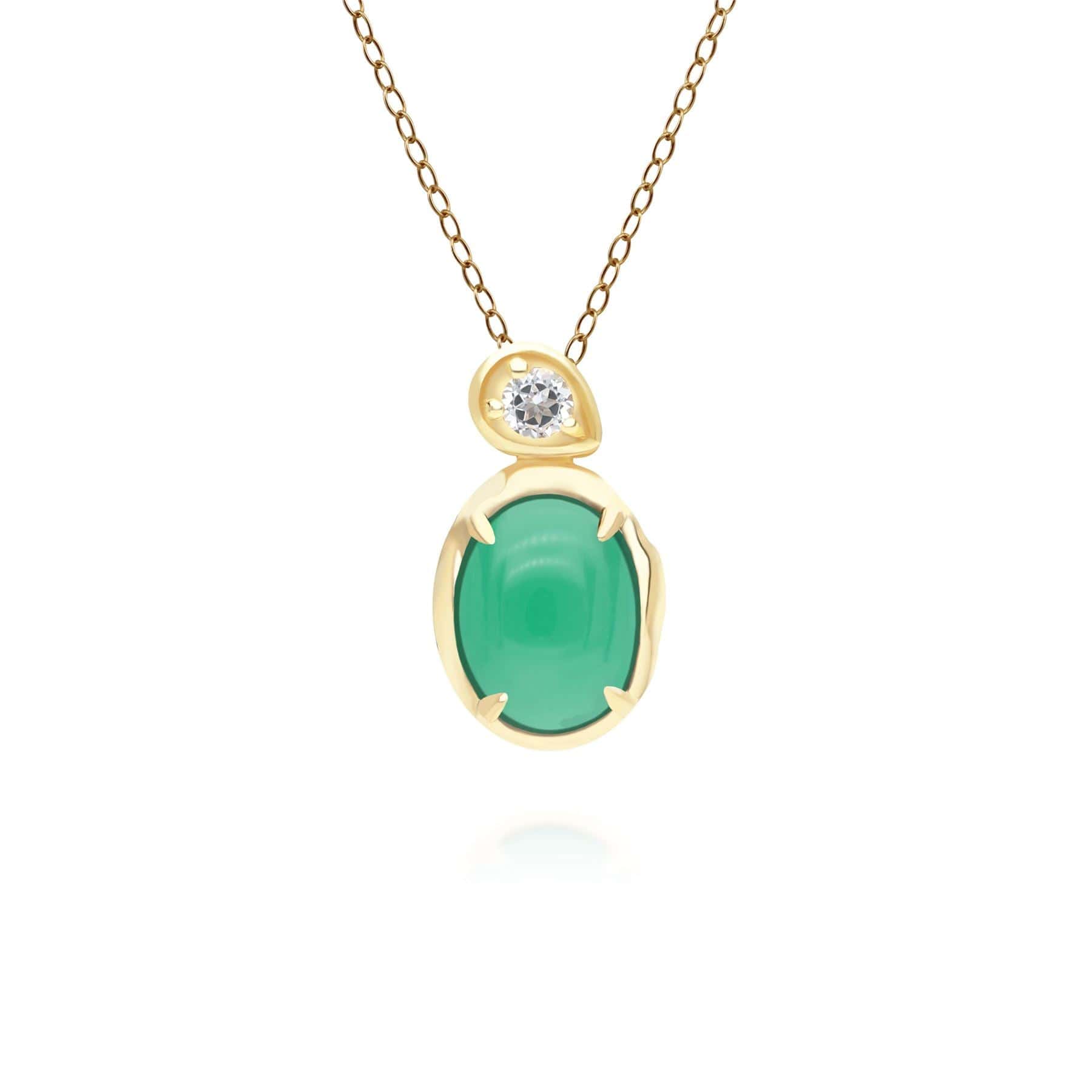Product photograph of Irregular Oval Dyed Green Chalcedony Topaz Pendant In 18ct Gold Plated Sterling Silver from Gemondo Jewellery