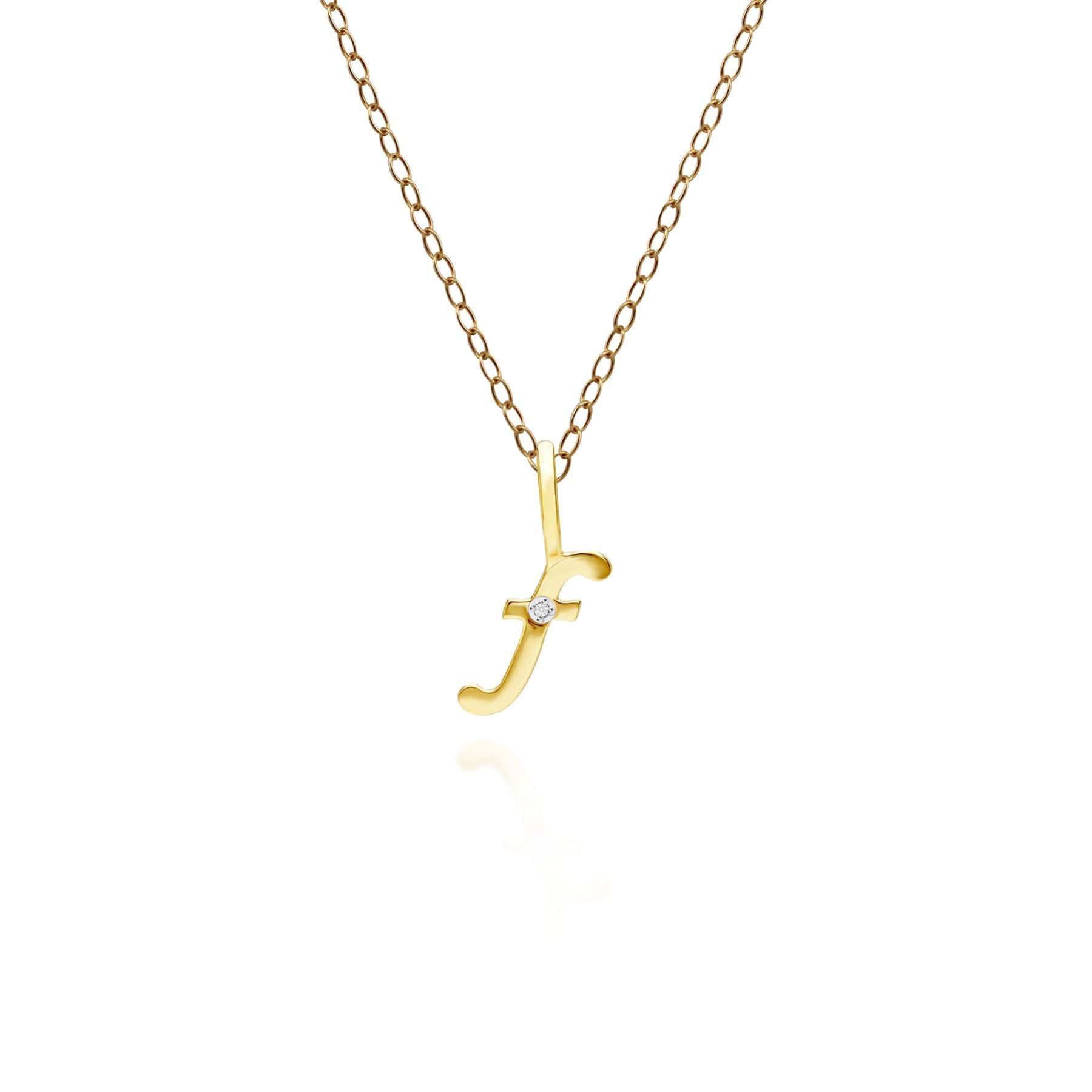 Product photograph of Alphabet Letter F Diamond Pendant In 9ct Yellow Gold from Gemondo Jewellery