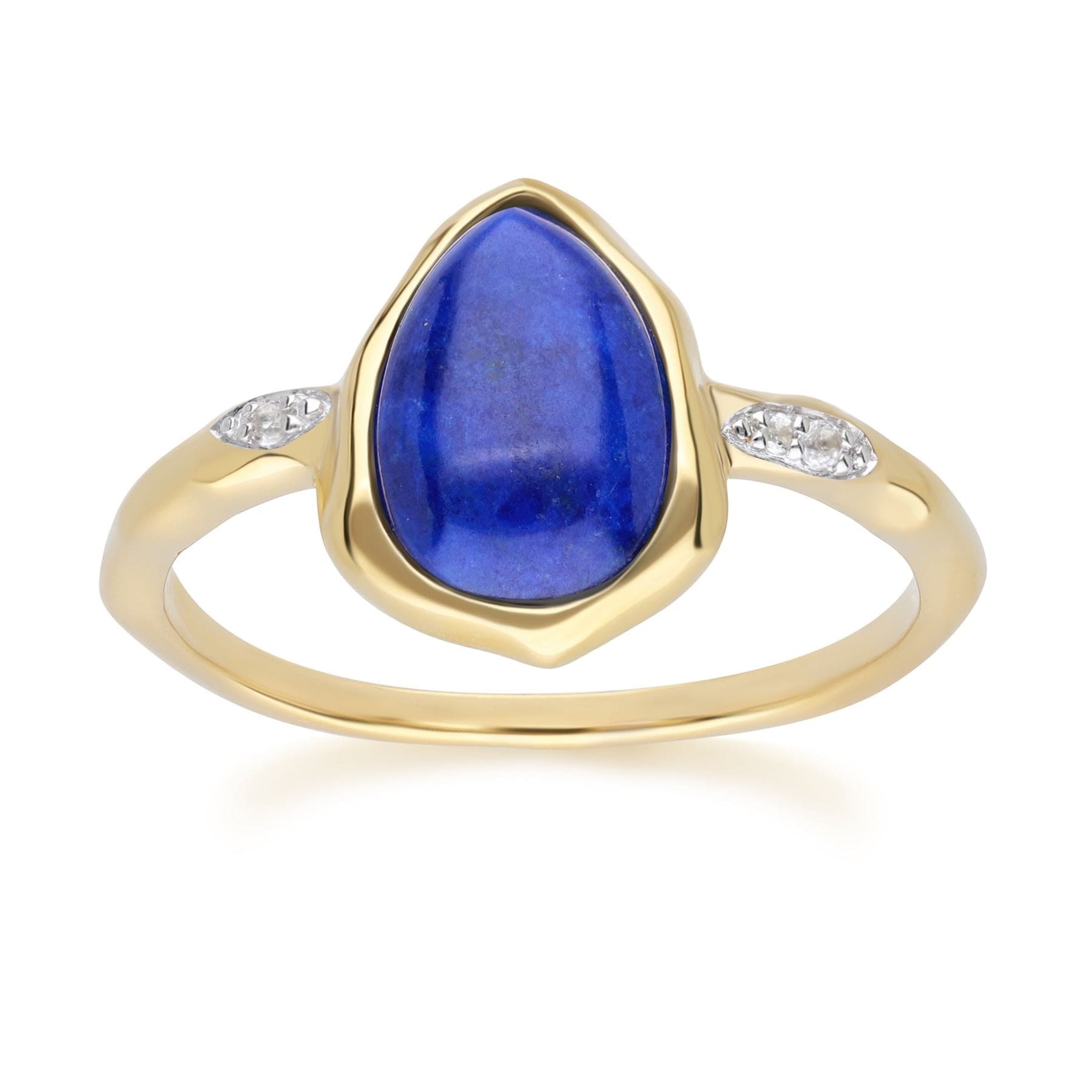 Product photograph of Irregular Lapis Lazuli Topaz Ring In 18ct Gold Plated Sterling Silver from Gemondo Jewellery