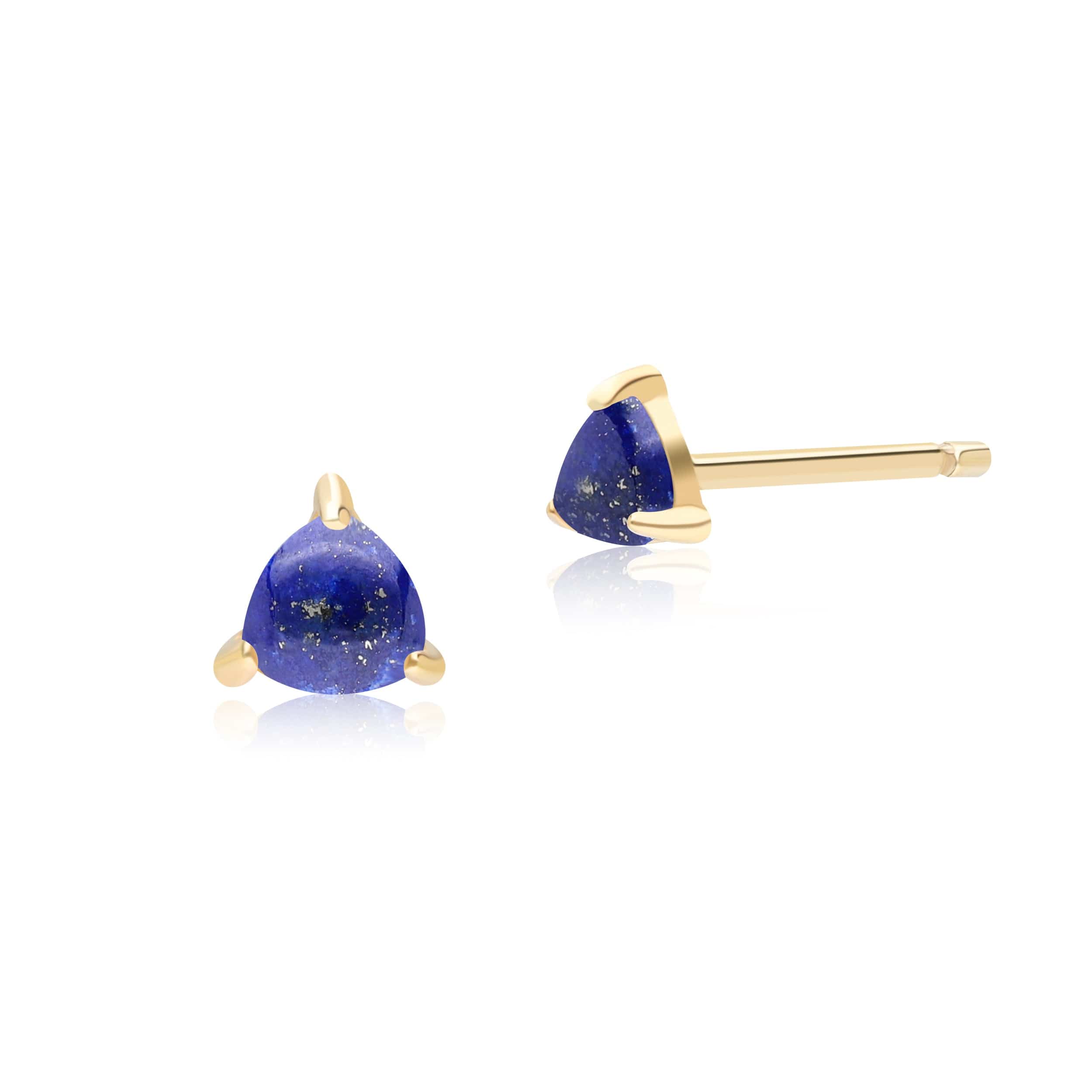 Product photograph of Classic Trillion Lapis Lazuli Stud Earrings In 9ct Yellow Gold from Gemondo Jewellery
