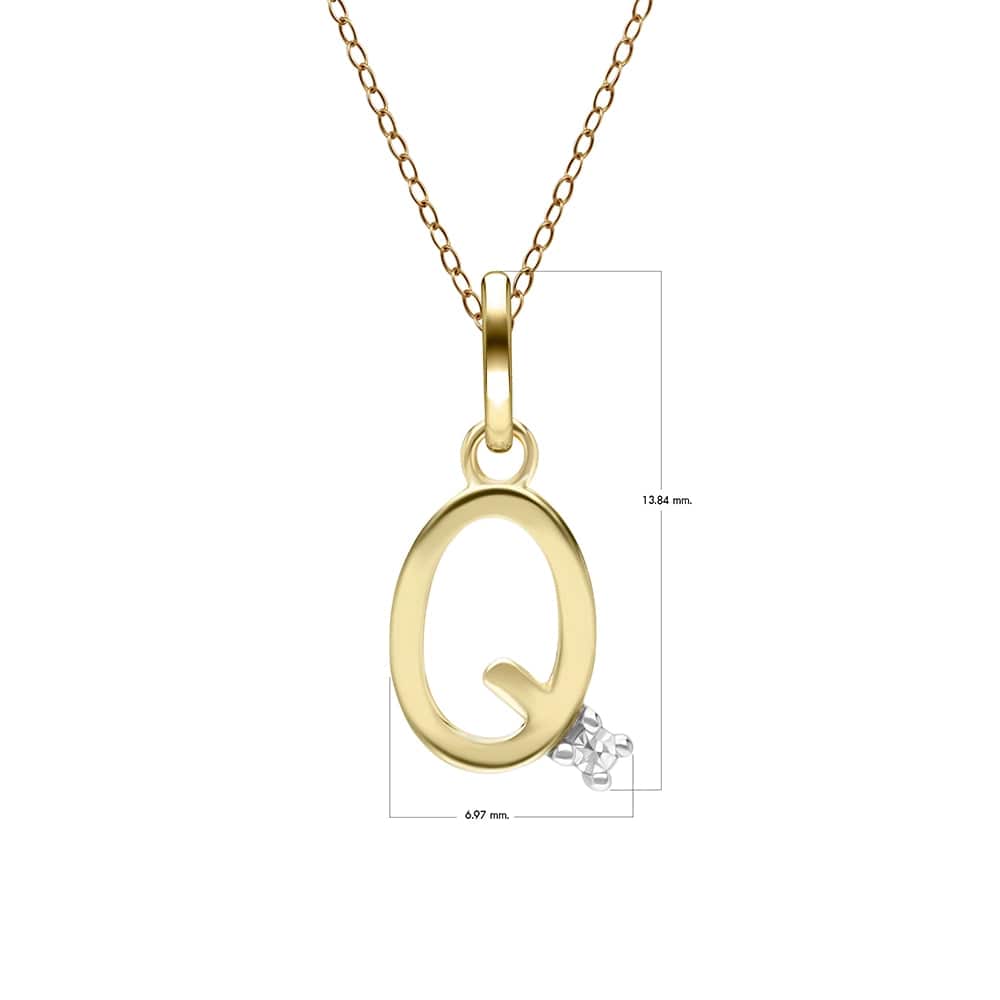 Initial Diamond Letter Necklace In 9ct Yellow Gold