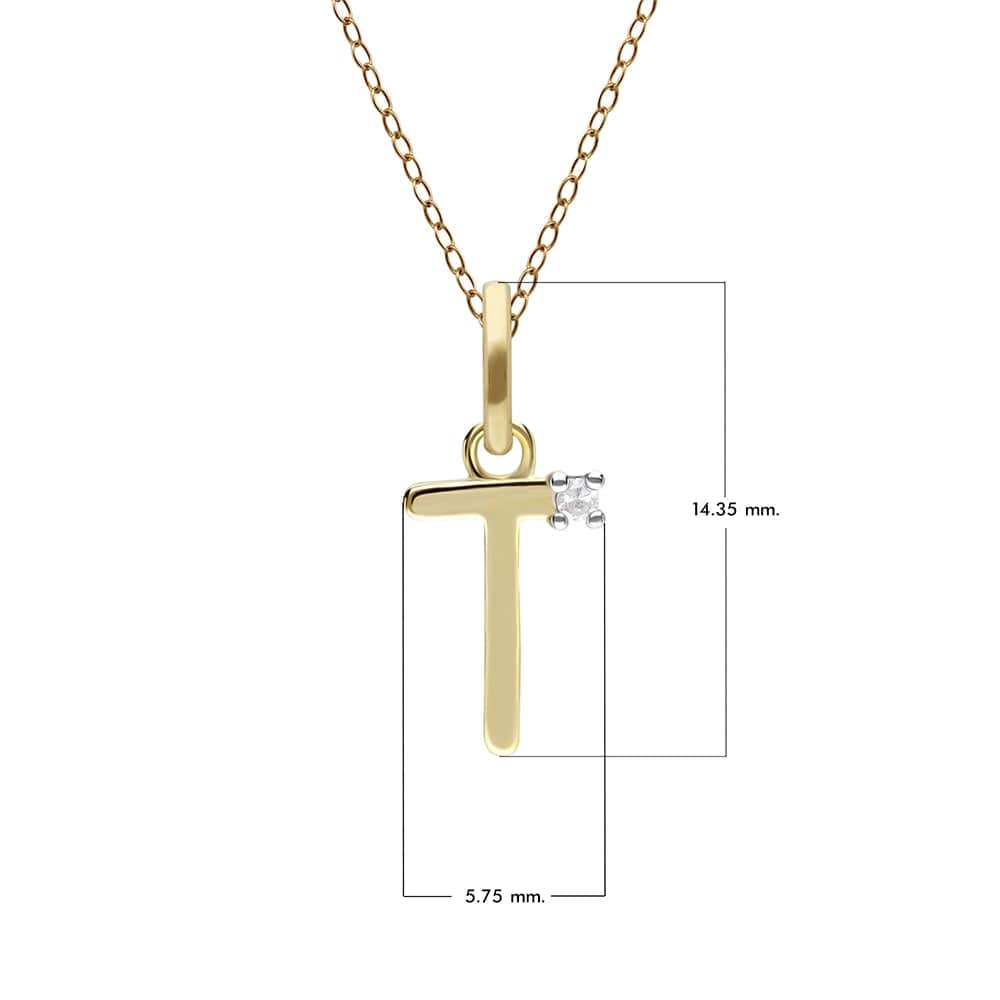 Initial Diamond Letter Necklace In 9ct Yellow Gold