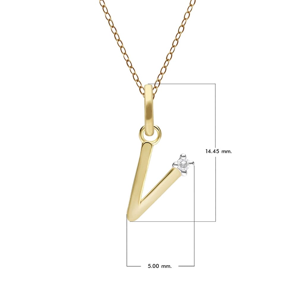 Initial Diamond Letter Necklace In 9ct Yellow Gold