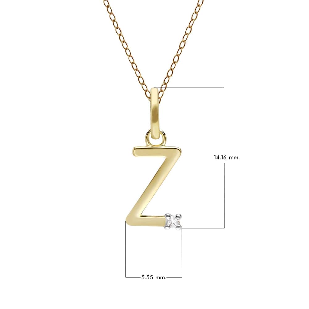 Initial Diamond Letter Necklace In 9ct Yellow Gold