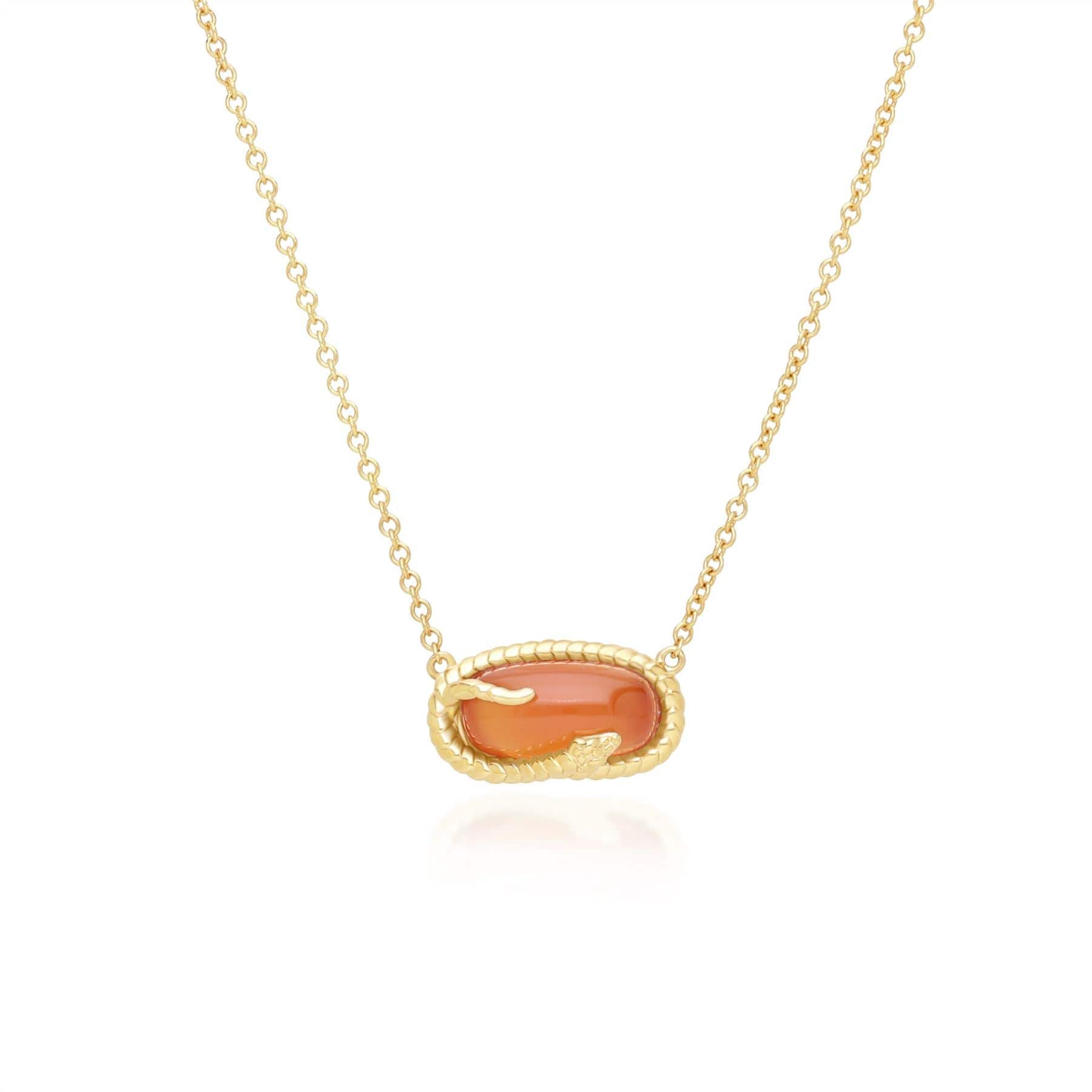 Product photograph of Ecfew Carnelian Snake Pendant Necklace In Gold Plated Sterling Silver from Gemondo Jewellery