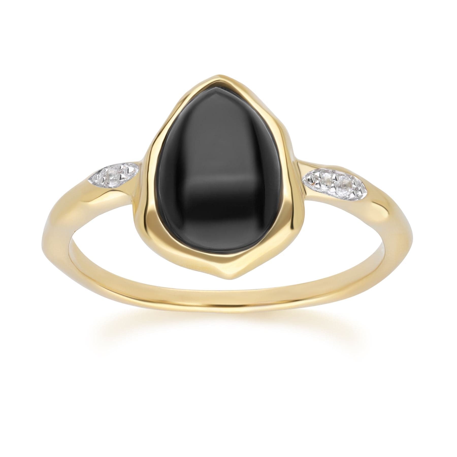 Product photograph of Irregular Black Onyx Topaz Ring In 18ct Gold Plated Sterling Silver from Gemondo Jewellery