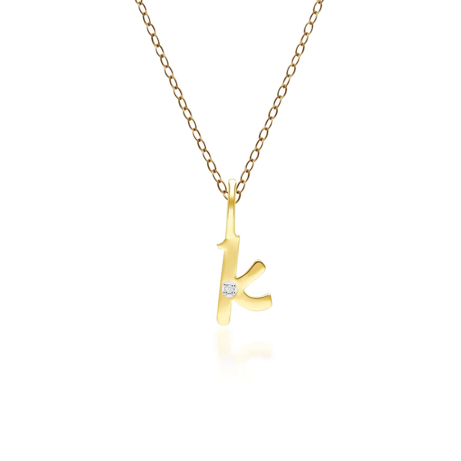 Product photograph of Alphabet Letter K Diamond Pendant In 9ct Yellow Gold from Gemondo Jewellery