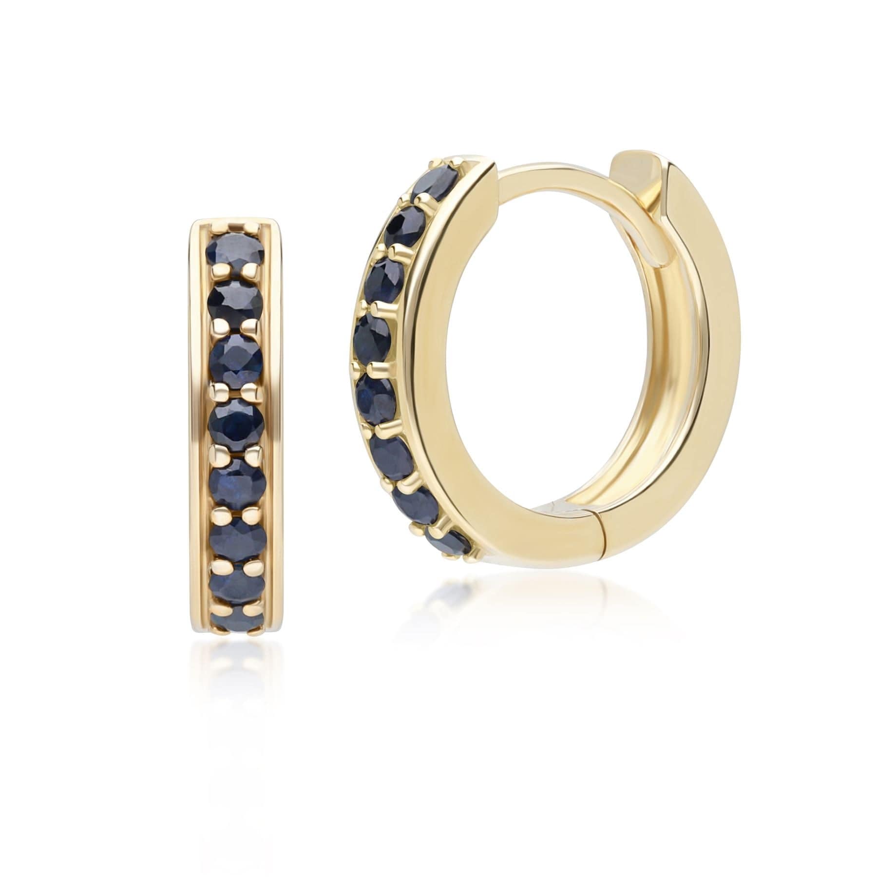 Image of Classic Sapphire Huggie Hoop Earrings in 9ct Yellow Gold