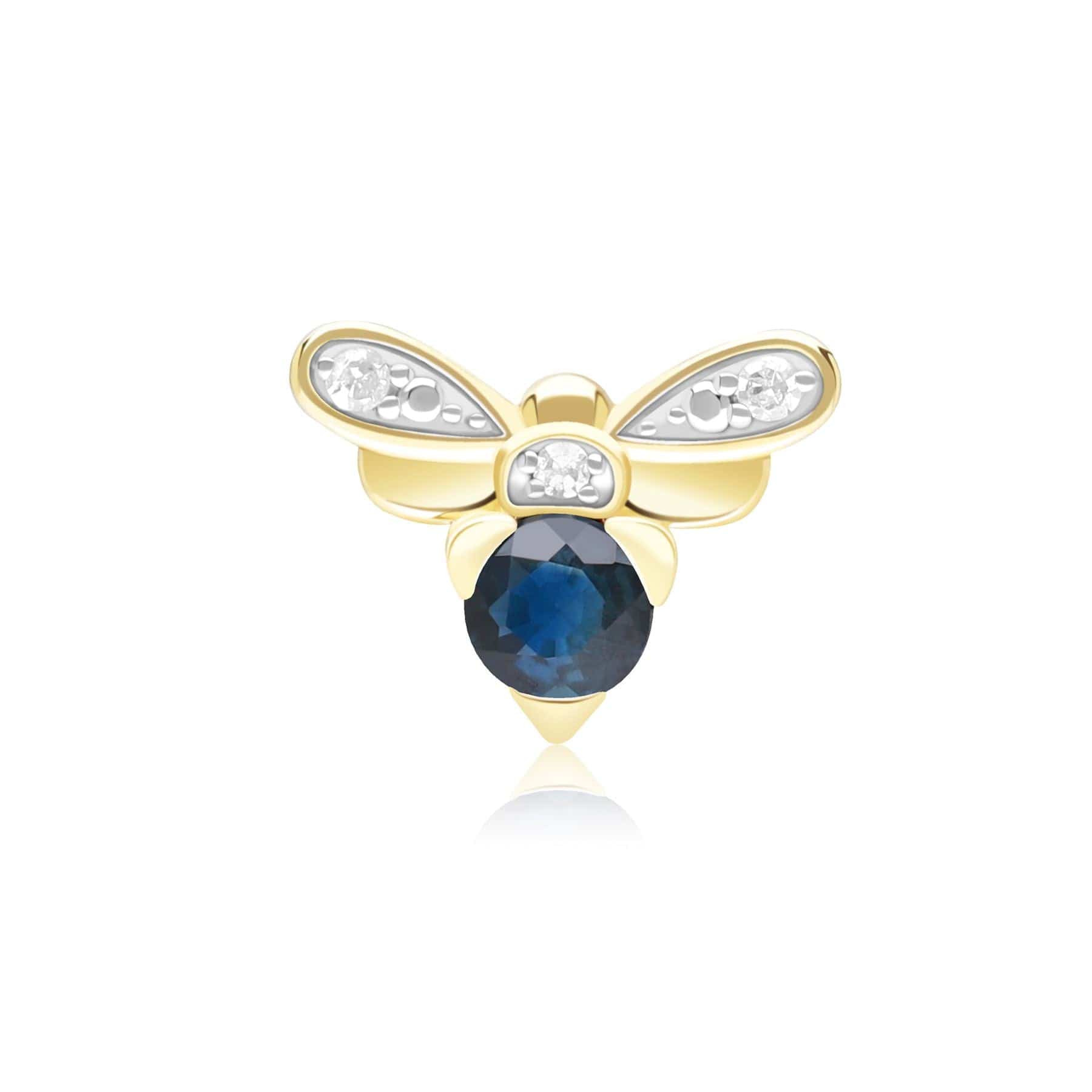 Product photograph of Honeycomb Inspired Blue Sapphire And Diamond Bee Pin In 9ct Yellow Gold from Gemondo Jewellery