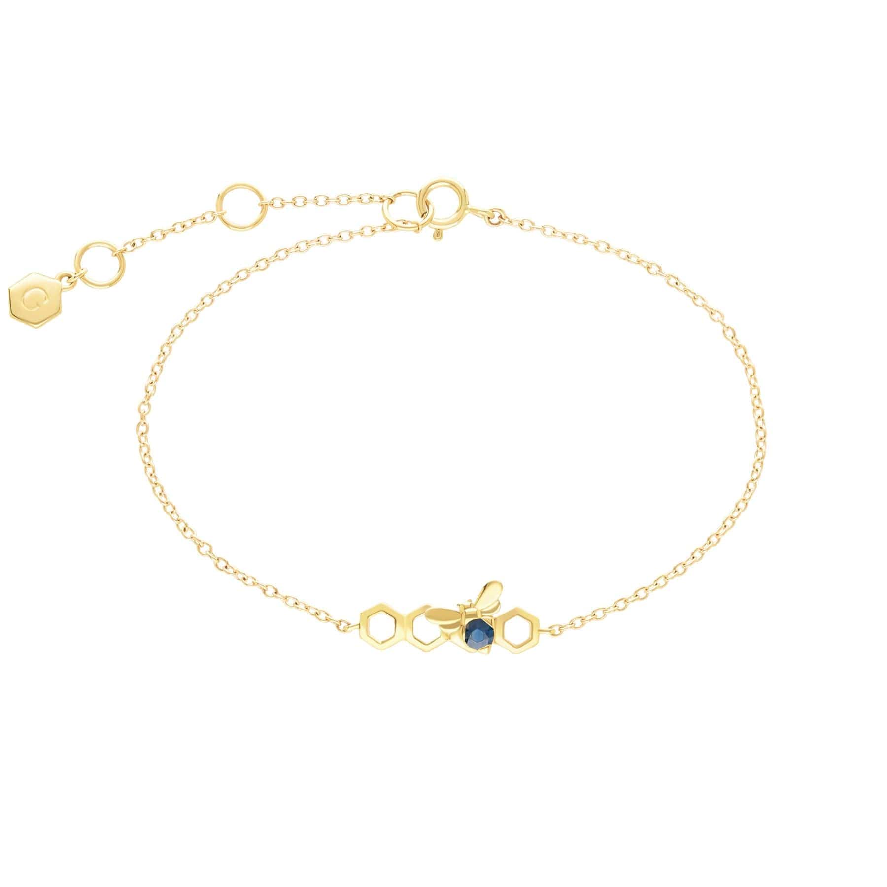 Product photograph of Honeycomb Inspired Sapphire Link Bracelet In 9ct Yellow Gold from Gemondo Jewellery